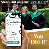 Electronic Afstuderen Invitation Black Bow Aankondiging