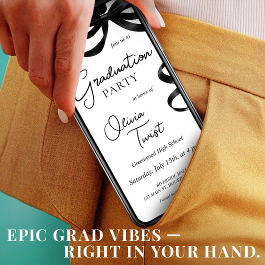 Electronic Afstuderen Invitation Black Bow Aankondiging