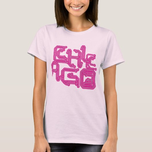Electronic Chicago PCB T - Girly Pink T-shirt (Voorkant)