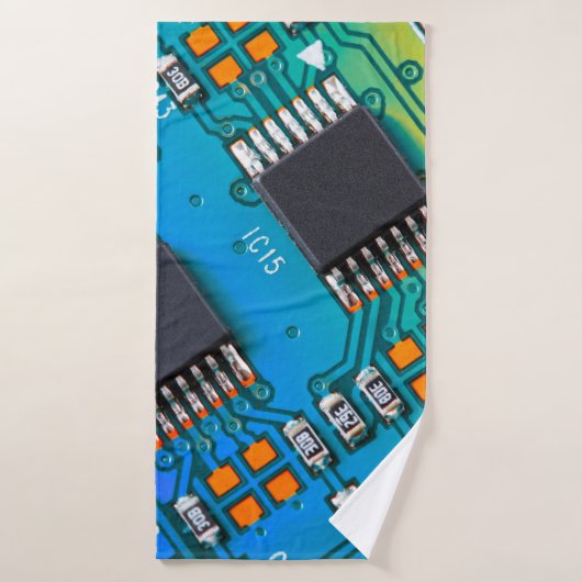 Electronic circuit board close up. background,boar badhanddoek (Badhanddoek)