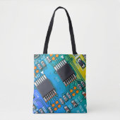 Electronic circuit board close up. background,boar tote bag (Voorkant)