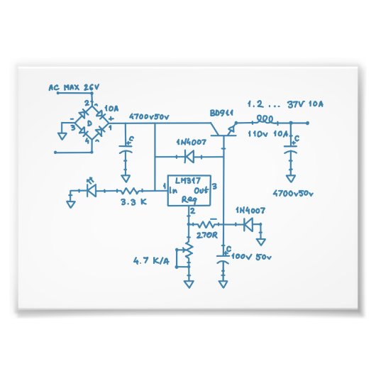 electronic circuit scheme technology blueprint gee foto afdruk (Voorkant)