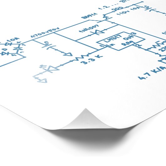 electronic circuit scheme technology blueprint gee foto afdruk (Hoek)