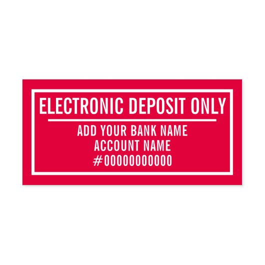 Electronic Deposit Only Zelfinktende Stempel (Design)