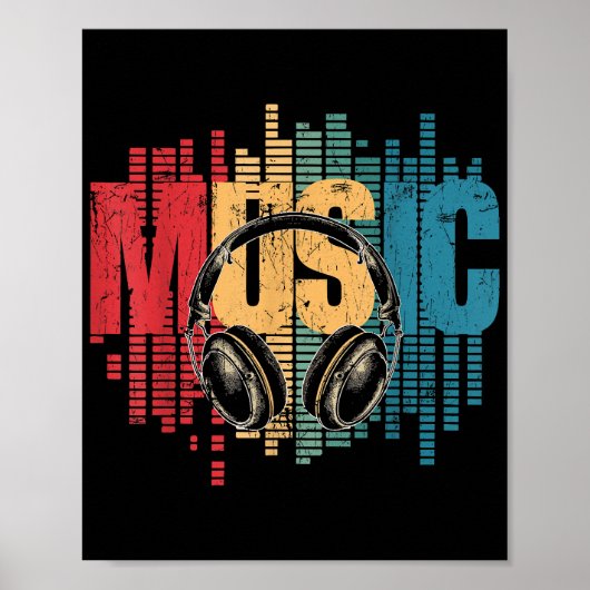 Electronic Music Lover DJ  Hoofdtelefoon Poster (Voorkant)
