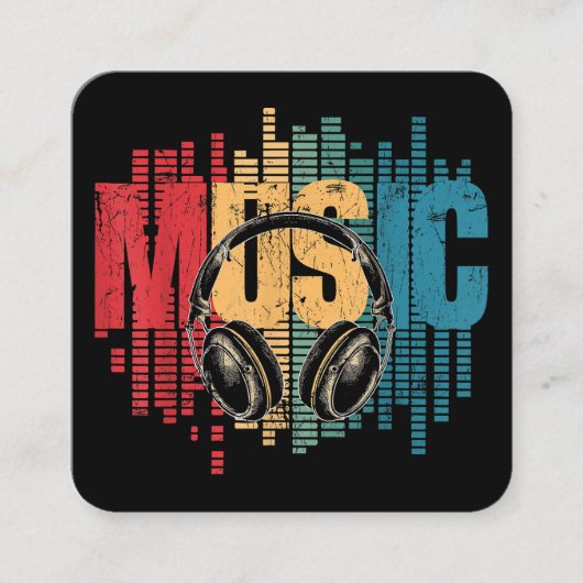 Electronic Music Lover DJ Hoofdtelefoon Vierkante Visitekaartje (Voorkant)
