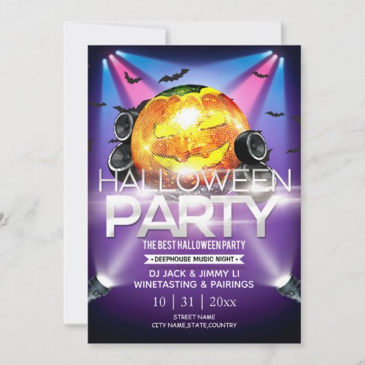 Electronic Neon Effect Halloween Party Kaart (Voorkant)