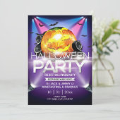 Electronic Neon Effect Halloween Party Kaart (Staand voorkant)