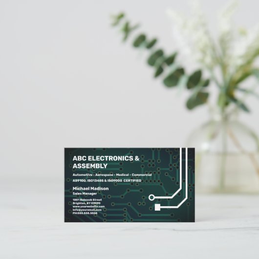 Electronics Assembly Business Visitekaartje (Staand voorkant)