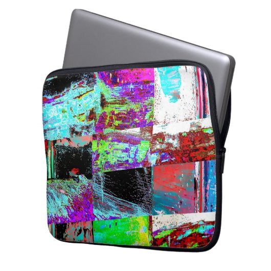 Electronics Bag – Abstract Grid Laptop Sleeve (Voorkant Links)