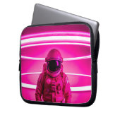 Electronics Bag astronaut op een roze neon achterg Laptop Sleeve (Voorkant Links)