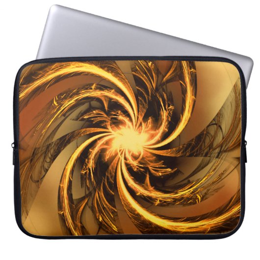 Electronics Bag Fractal Twisted Glow Yellow Laptop Sleeve (Voorkant)