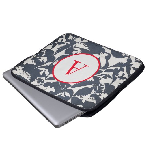 Electronics Bag JAPANESE BIRD PATTERN DIY INITIAAL Laptop Sleeve (Voorkant onderkant)