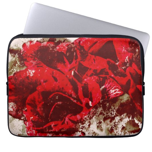 Electronics Bag Red Rose Waterverf Laptop Sleeve (Voorkant)