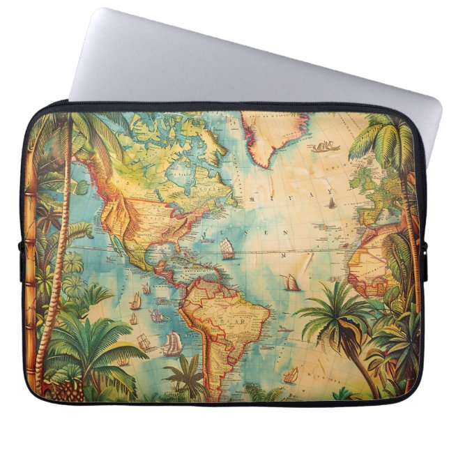 Electronics Bag-Vintage Atlas Collection  Laptop Sleeve (Voorkant)