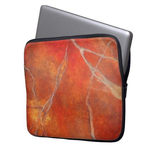 Electronics Bag with red hot marble art design Laptop Sleeve (Voorkant Links)
