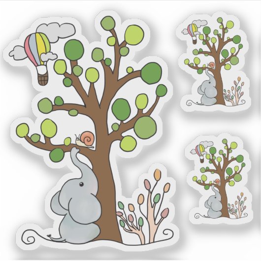 Elefant am Baum Aufkleber Sticker (Voorkant)