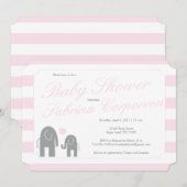 Elefant Baby shower met strepen - lichtroze Kaart (Voorkant / Achterkant)
