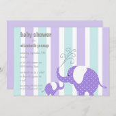 Elefant Baby shower - Paars Kaart (Voorkant / Achterkant)