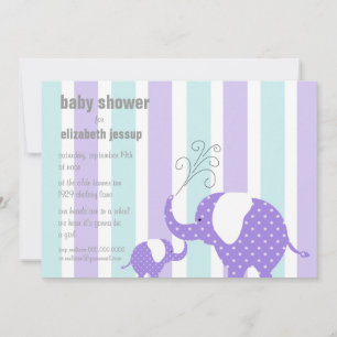 Elefant Baby shower - Paars Kaart