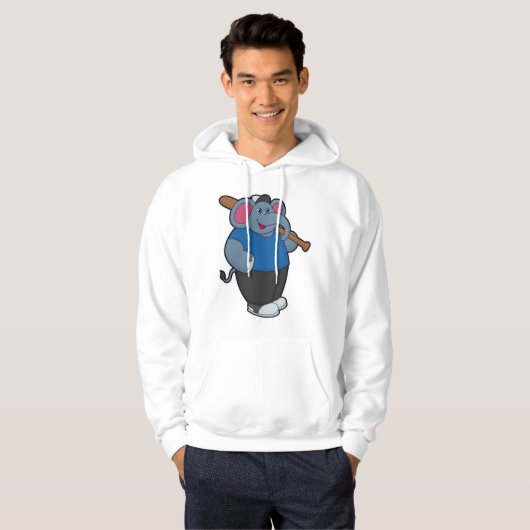 Elefant bij honkbal met honkbalknuppel hoodie (Voorkant volledig)