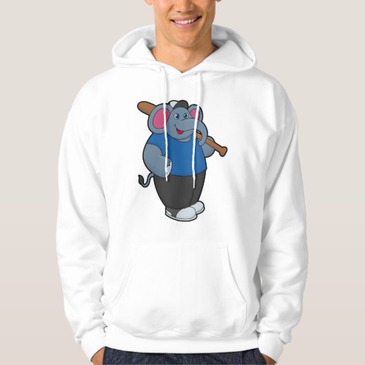 Elefant bij honkbal met honkbalknuppel hoodie (Voorkant)