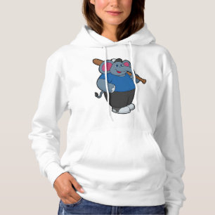 Elefant bij honkbal met honkbalknuppel hoodie