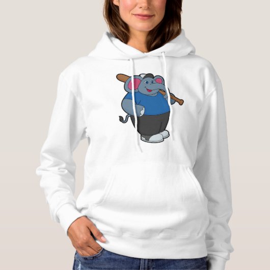 Elefant bij honkbal met honkbalknuppel hoodie (Voorkant)