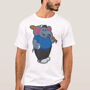 Elefant bij honkbal met honkbalknuppel t-shirt