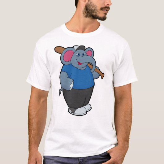 Elefant bij honkbal met honkbalknuppel t-shirt (Voorkant)