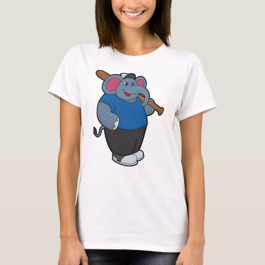 Elefant bij honkbal met honkbalknuppel t-shirt (Voorkant)