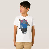 Elefant bij honkbal met honkbalknuppel t-shirt (Voorkant volledig)
