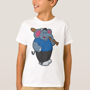 Elefant bij honkbal met honkbalknuppel t-shirt