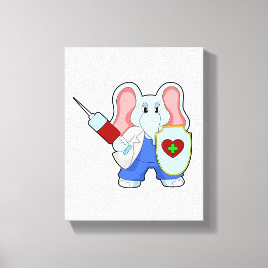 Elefant bij vaccinatie met spuit canvas afdruk (Voorkant)
