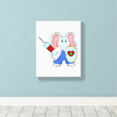 Elefant bij vaccinatie met spuit canvas afdruk (Insitu (Houten vloer))
