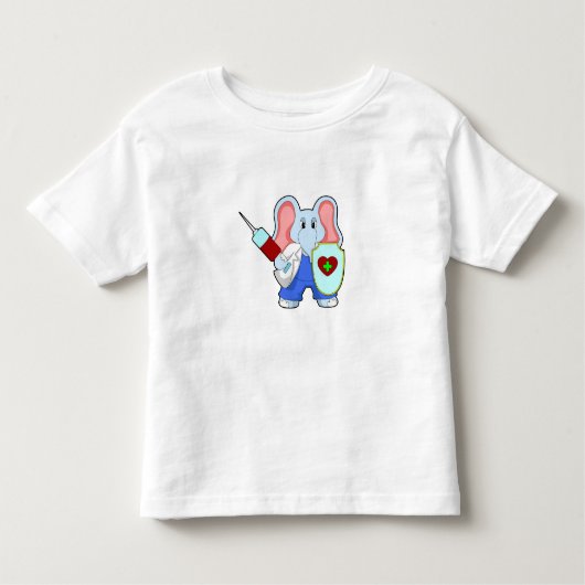 Elefant bij vaccinatie met spuit kinder shirts (Voorkant)