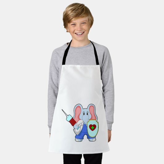 Elefant bij vaccinatie met spuit schort (Gedragen)