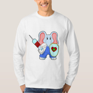 Elefant bij vaccinatie met spuit t-shirt