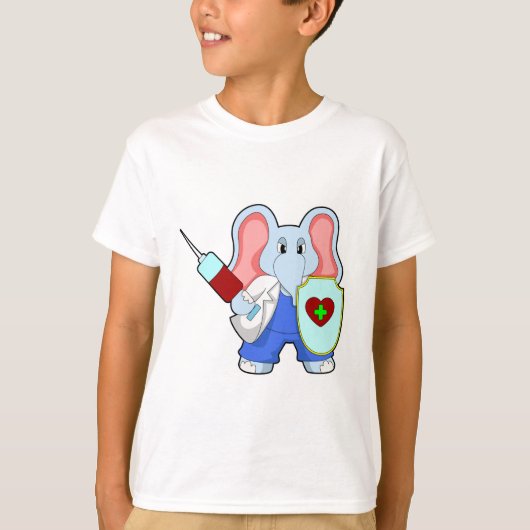 Elefant bij vaccinatie met spuit t-shirt (Voorkant)