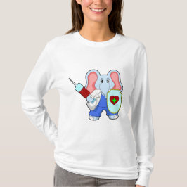 Elefant bij vaccinatie met spuit t-shirt