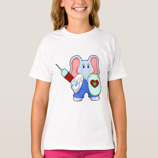 Elefant bij vaccinatie met spuit t-shirt (Voorkant)