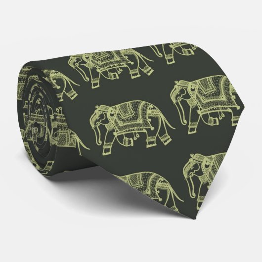 Elefant design uit India Stropdas (Opgerold)