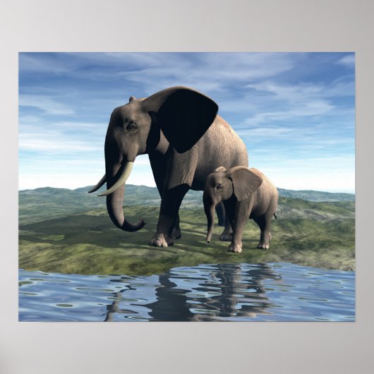 Elefant en Baby Poster (Voorkant)