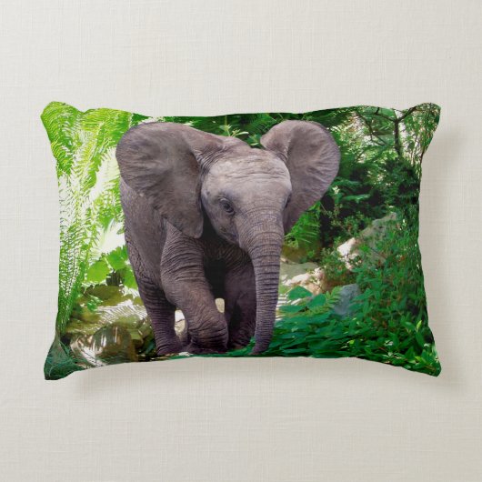 Elefant en Oerwoud Decoratief Kussen (Voorkant)