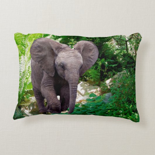 Elefant en Oerwoud Decoratief Kussen (Achterkant)