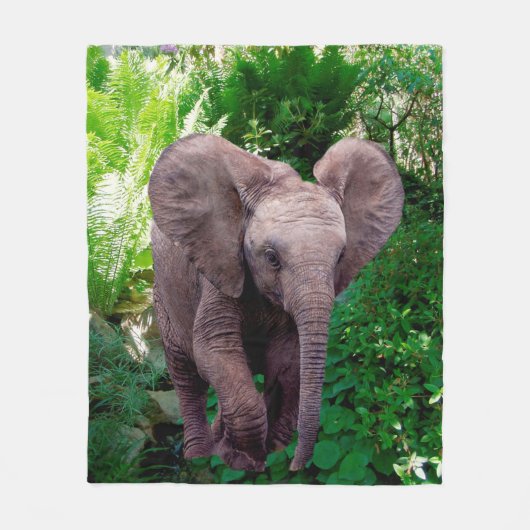 Elefant en Oerwoud Fleece Deken (Voorkant)