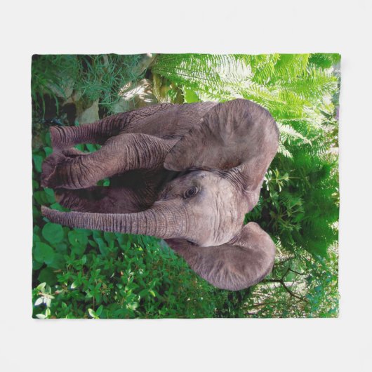 Elefant en Oerwoud Fleece Deken (Voorkant (Horizontaal))