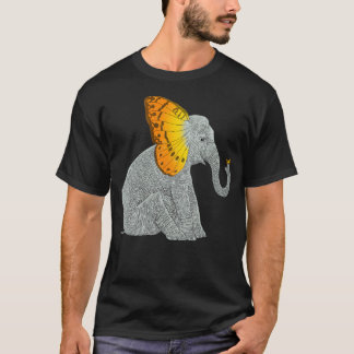 Elefant en vlinder t-shirt