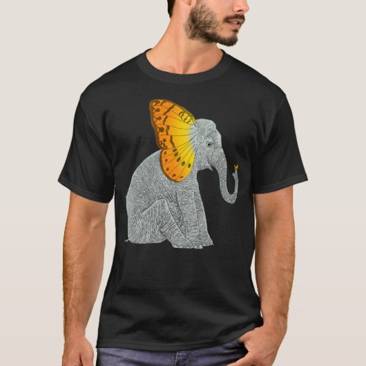 Elefant en vlinder t-shirt (Voorkant)