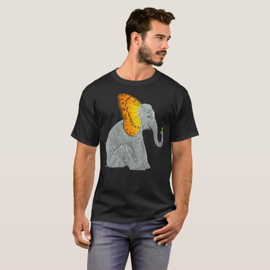 Elefant en vlinder t-shirt (Voorkant volledig)